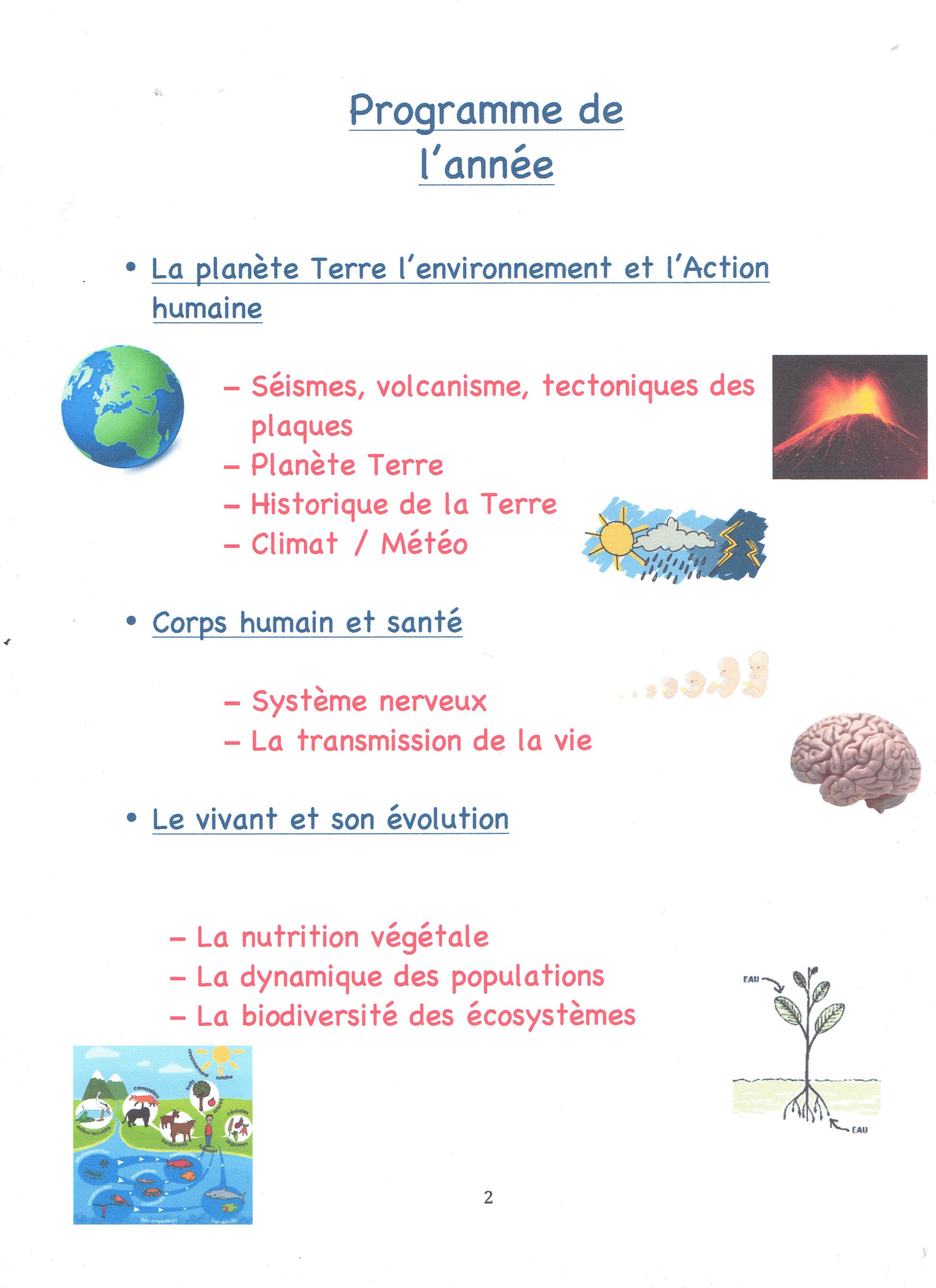 Programme SVT 5ème 4ème 3ème collège cycle 4 (4) | Vive les SVT ! Les ...